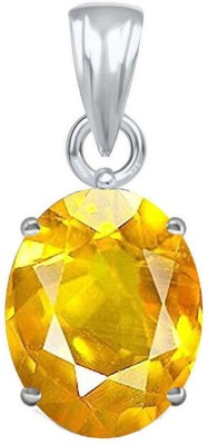 Suruchi Gems & Jewels Yellow Sapphire (Pukhraj) 9.25 Ratti or 8.50 Ct Men & Woman bis Hallmark 925 Sterling Silver Stone Pendant