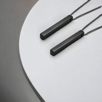 EndlessFashion Bar Lockets Set | Couple Lockets | 3d Vertical Bar Lockets For Him & Her Rhodium Alloy