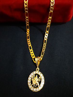 JIYANSHI ENTERPRISE Ma Sheravali Round Diamond & Sachin Chain Gold-plated Diamond Alloy Pendant Set