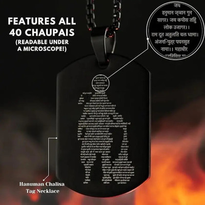 Floky MATTE BLACK STAINLESS STEEL HANUMAN CHALISA PENDANT Silver Stainless Steel Locket Set