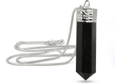 REIKI CRYSTAL PRODUCTS Natural Black Tourmaline Arrow Shape Pendant Locket with Metal Chain for Unisex Tourmaline, Agate Crystal Pendant