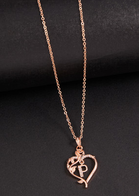 BOGHRA SALES P Letter Diamond Pendant Chain For Women,Girls Rhodium Diamond Alloy Pendant