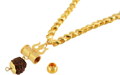 Charms Trishul Inspired Panch Mukhi Rudraksh Gold-plated Alloy Locket Set