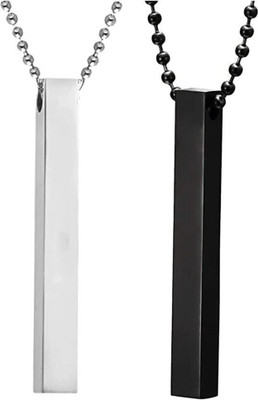 m a enterprises Stunning Trendy Combo of Silver and Black Ball Bar Pendant for Boys and Men Silver Alloy, Stainless Steel Pendant