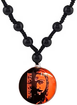 Shiv Hari Shiv Hari Chatrapati Shivaji Maharaj Black Onyx Beads Mala Crystal Pendant Set