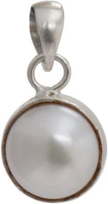 Ceylonmine01 Natural Pearl Stone Pendant Silver Plated For Men & Women Pendant Silver Pearl Alloy
