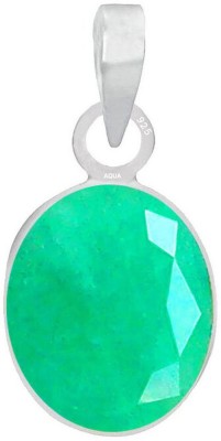 AQUAGEMS Emerald/Panna 8.25 Ratti or 7.5 Ct Gemstone Men & Woman bis Hallmark 925 Sterling Silver Stone Pendant