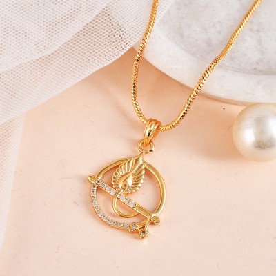 NAVYA ART Stylish Partywear Gold God Locket Pendant Necklace Chain For Women Men Girl Boys Gold-plated Brass Pendant Set