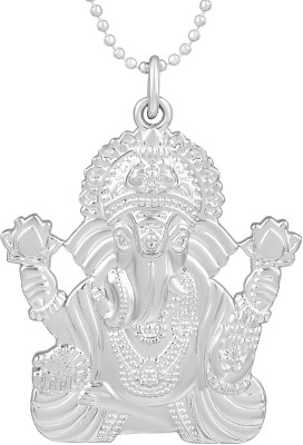 MissMister Brass Silverplated Reversible Ganpati Ganesh chain pendant Silver Brass Pendant Set