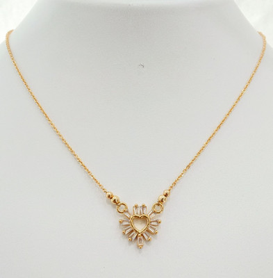 ATMESHWARSALES HEART SHAPE PANDANT SET Gold-plated Cubic Zirconia Alloy, Brass Pendant Set