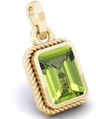 SIDHGEMS 7.25 Ratti 6.00 Crt Astro Energized Peridot Gemstone Pendant Lab Certificate Gold-plated Peridot Brass Pendant