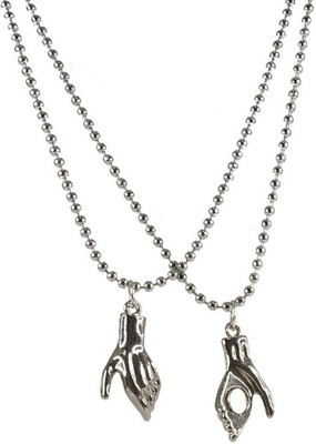 Teeragaj Magnetic I Love You Valentines Day Hold Hands In Hand Couples Duo Locket Pendant Silver Stainless Steel