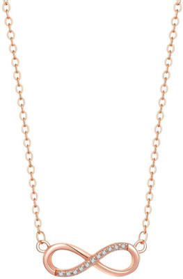 Nilu's Collection Rose Gold Plated Infinity Pendant with AD Stone For Women & Girls Copper Pendant