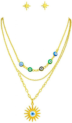 PARMONAS Stainless Steel Gold-plated Gold, Blue, Green, White Jewellery Set(Pack of 1)