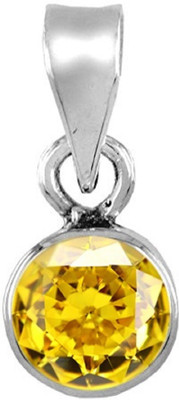 Takshila Gems Yellow Zircon Pendant in Silver 5 Carat Lab Certified Yellow Zircon Locket Cubic Zirconia Stone Locket