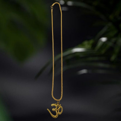 Parivar Beautum Shiv Shakti Kavach Trishul Damru Locket with chain by Beadworks Gold-plated Brass, Alloy Locket Set