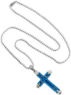 M Men Style Christmas Gift Christian Jesus Cross Holy Necklace Pendant For Men And Women Rhodium Stainless Steel Pendant Set