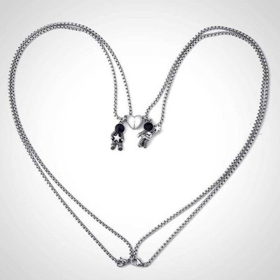 m a enterprises F 304_JSE-ROBOT-PENDANT Silver Stone Pendant Set