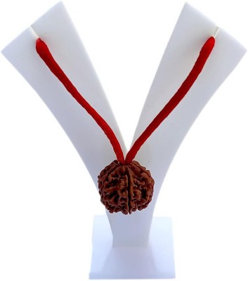 Rudraksham Natural 4 Face Four Mukhi Nepali Rudraksha Simple Pendant with Red Thread Shiva Wood Pendant