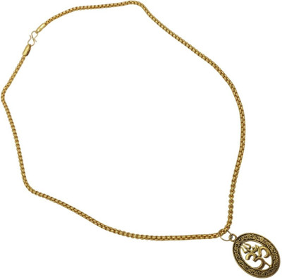 Guruji Imitation Company Shiva Om Trishul Damru Pendant Chain Pack of 1- Golden Gold-plated Brass, Alloy Pendant Set