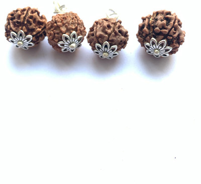 Rudraksham 6 Mukhi Nepali Rudraksha Pendant With Certificate Of Authenticity (Set of 4) Silver Brass Locket Set