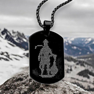 Bauble Cluster Hanuman Chalisa With Gada Micro-Carved Tag Necklace For Boys and Men Black Silver Stainless Steel Pendant