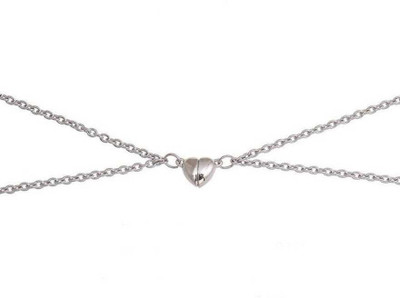 Whitechimes Lovers and Couple Special Premium Heart Shape Magnetic Pendant Sterling Silver Stainless Steel Locket Set