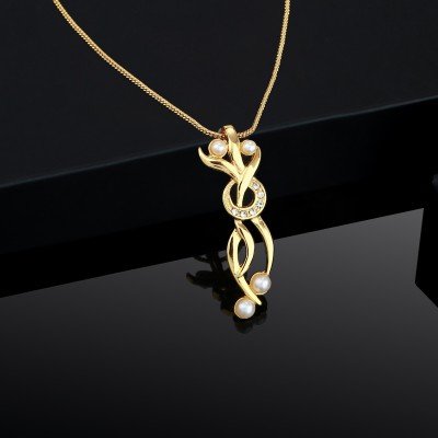 Estele Estele Contemporary Pearl Gold-plated Alloy Pendant for Women / Girls Gold-plated Pearl Alloy Pendant