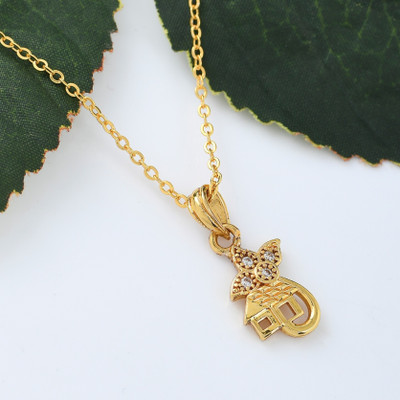 PYR JEWELS locket for grils simple Gold-plated Cubic Zirconia Alloy Pendant Set