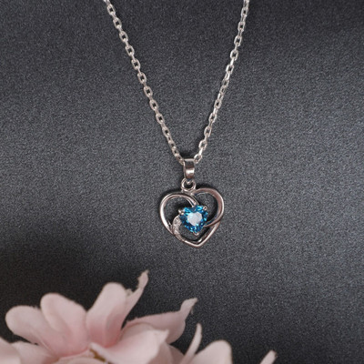 CLARA Heart Rhodium Cubic Zirconia Sterling Silver Pendant