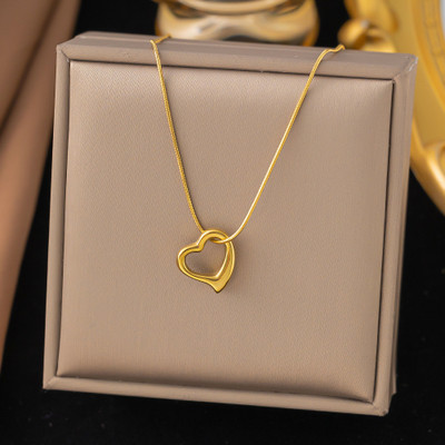 MYKI Gold-Plated Open Heart Pendant Necklace Gold-plated Stainless Steel Pendant