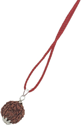 PLUYBaba Samagri 6 Mukhi Rudraksha Six Faced Charr Nepali Rudraksh Bead Original & Certified Silver Beads Brass, Wood Pendant