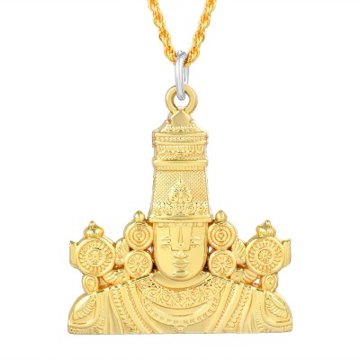 MissMister Brass Goldplated Reversible Tirupati Balaji chain pendant Spiritual Gold-plated Brass Pendant