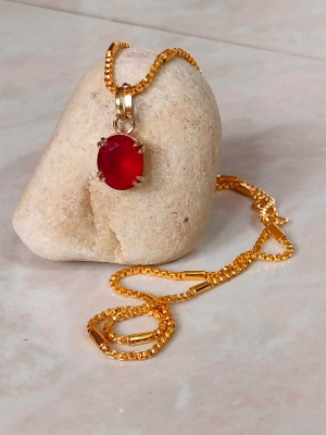 Vanishree World Best Quality Ruby Pendant Gold Plated Locket For Girl And Women Gold-plated Ruby Alloy Pendant