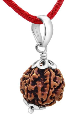 Shivtantra 5 Mukhi Rudraksha / 5 Face Rudraksha Silver Pendant With Lab Certificate Wood Pendant