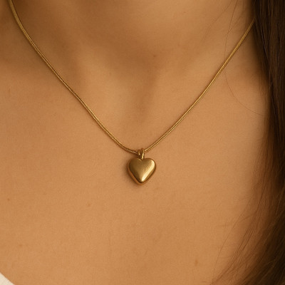 TanwarsEmpresa Classy & Stylish Gold Plated Anti Tarnish Heart Pendant With Chain Gold-plated Stainless Steel Pendant Set