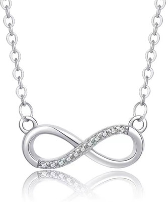 Nilu's Collection Nilu's Collection Silver Plated Infinity Pendant with AD Stone For Women & Girls Silver Copper Pendant