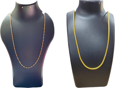 Charms Charms Daily Wear Gold Plated GOLD CHAINS 2 PICS SET Gold-plated Alloy Locket Set