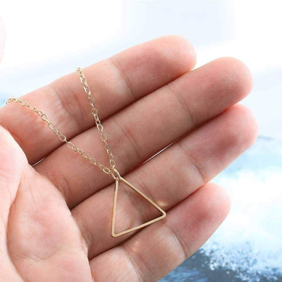 JRISSY Gold triangle necklace, upside-down outline triangle CHAIN Silver Acrylic Pendant