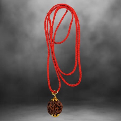 Banke Collection 4 Mukhi Rudraksha Nepal Original Four Face Rudraksha Metal Capped Gold-plated Beads Brass, Wood Locket Set