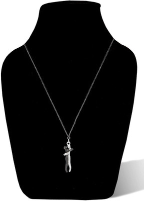 Riingzinee Bottel Pink Heart Necklace Pendant for Boy Black Silver Stainless Steel