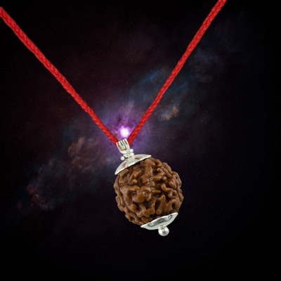 Fine Creation Brown Wood 3 Mukhi /3 Face Rudraksha with Lab Certificate for Men and Women Silver Wood Pendant