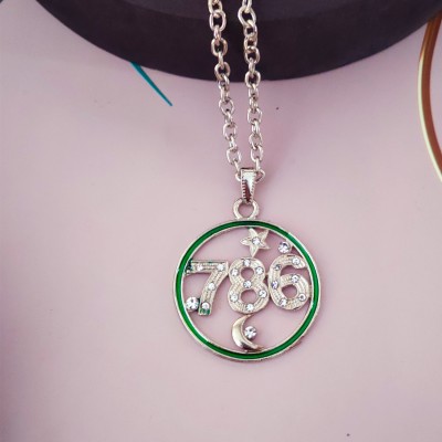 Sullery Religious Islamic 786 Allah Lucky Number Muslim Sterling Silver Stainless Steel Pendant