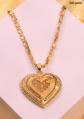 RKB SALES heart shape Pendant With Chain Gold Plated For Mens And Boys Gold-plated Alloy Pendant Set