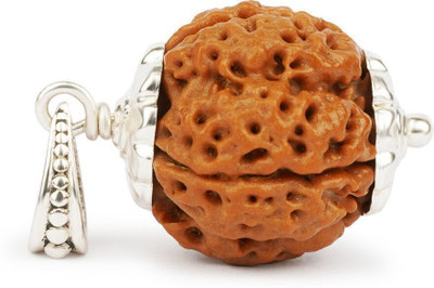 GEMSMANTRA 4 Mukhi Rudraksha Bead With Pendant Regular Original Nepali Natural Wood