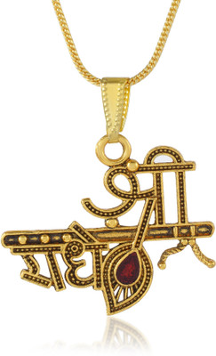 Admier Gold Plated krishna Murli Radhe Flute Leaf shree radhe Pendant Gold-plated Brass Pendant
