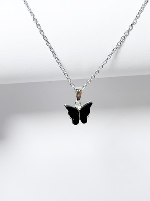 JS Enterprises BUTTERFLY SHAPE PENDANT CHAIN AND NECKLACE FOR WOMEN AND GIRLS (BLACK) Alloy Pendant