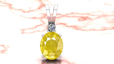 JEMSPRIME 11.25 Ratti 10.25 Carat Natural Yellow Sapphire Pendant/Locket Original Brass Sapphire Brass Locket