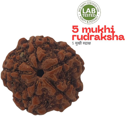 Green Ellegent Five/5 Mukhi Rudraksha Pendant With Red Dhaaga and Certificate Beads Wood Pendant Set