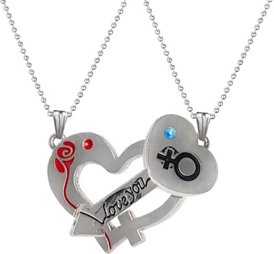 M Men Style Valentine Love You Heart Key Couple Pendant Set Sterling Silver Stainless Steel Pendant